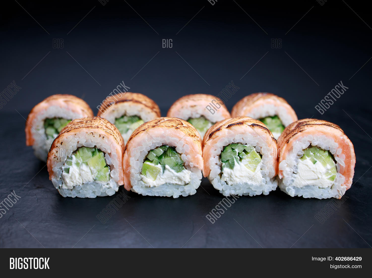 A view down the sushi counter at UMI
